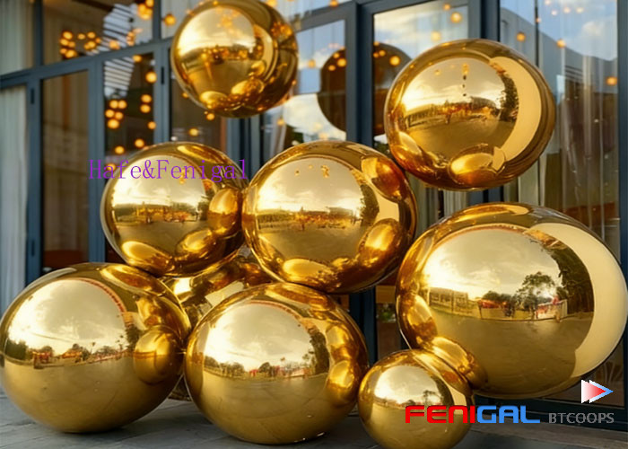 Gold 6ft Inflatable Mirror Ball – Premium Wedding & Event Centerpiece